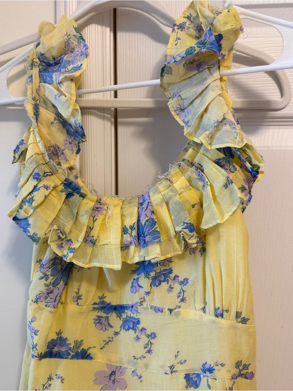 LoveShackFancy Winslow Yellow Floral Ruffle High-Low Dress - Picture 5 of 6